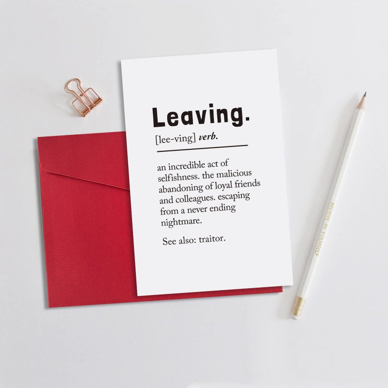 Ogeby Leaving Definition Card for Coworker Boss, Funny Going Away Card for Him Her, Leaving Greeting Card for Work Bestie Friend - Image 3